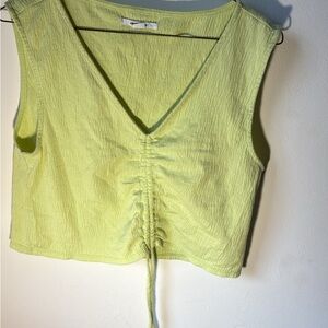 O'Neill Lime Green Ruched V-Neck Crop Tank